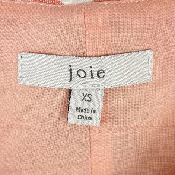 Joie Khari Striped Linen Midi Dress Island Sunset Pink Tan Summer Boho Size XS - Picture 6 of 7